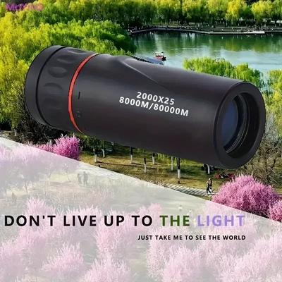 Télescope monoculaire HD 2000x25 Mini télescope portable pour téléphone portable avec support pour camping en plein air, chasse, observation des oiseaux
