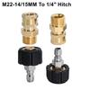 1Set M22-14mm/15mm To 1/4" Pressure Washer Adapter Set Spray Sprinkler Quick Connector Wash Torch Hose Connector Couplers Swivel