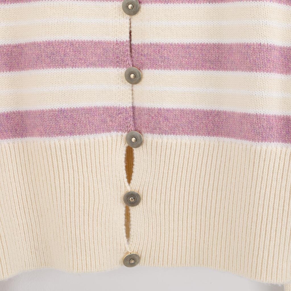 In stock, Spring and Autumn New Quality Long-sleeve Short Gold Button V-neck Knit Top Fashion Cardigan Jacket 25238