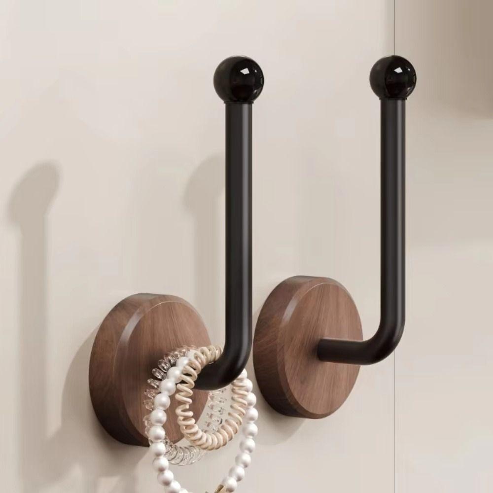 Traceless Walnut Curtain Hook Log Binding Tape Holder Coat Hanger Decorative Hook  Living Room