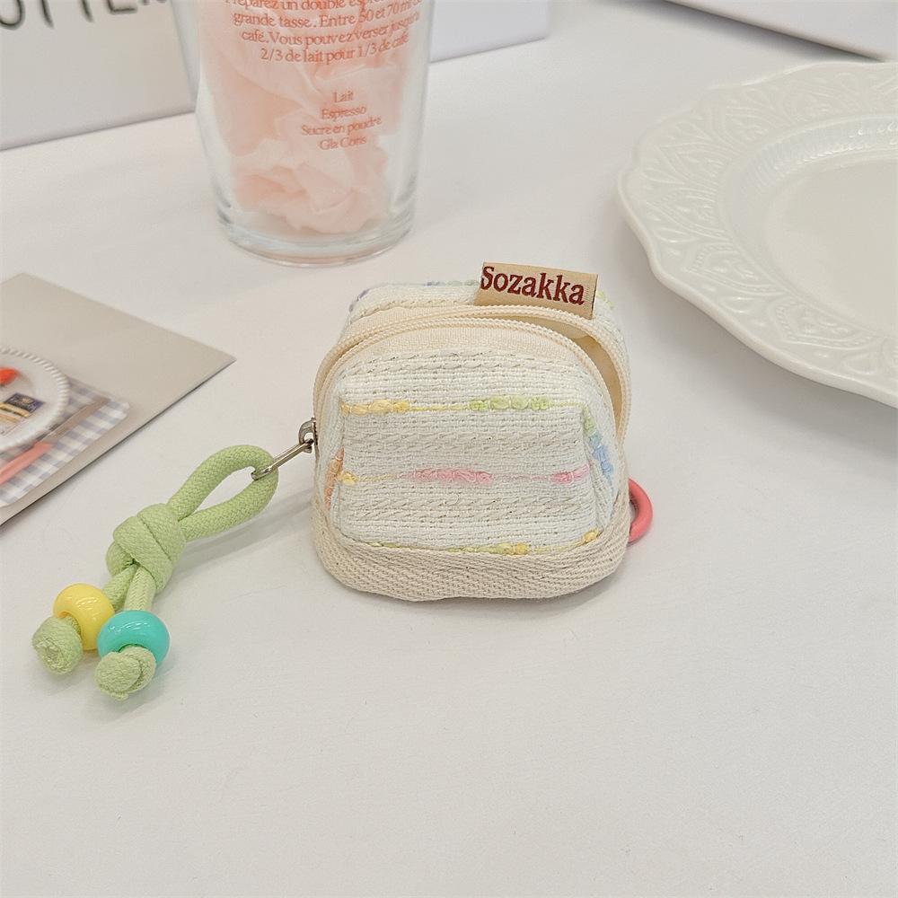 Portable Wireless Bluetooth Earphone Protective Case Soft Cloth Cover Fashionable Geometric Women's Keychain Bag China Origin