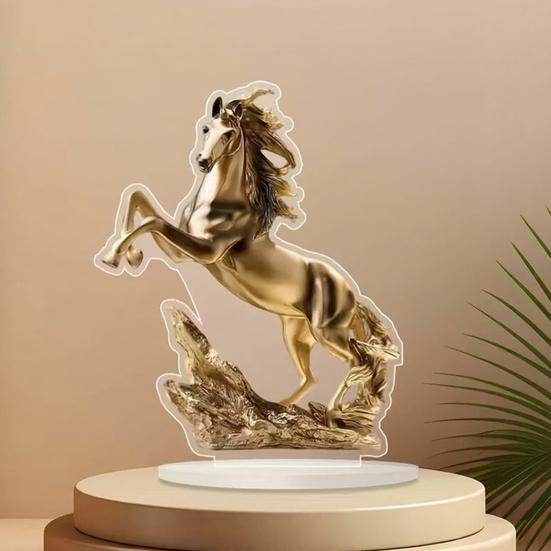 Acrylic Horse Sign Tabletop Decoration 2D Flat Desktop Ornament for Home Office Living Room Shelf Fireplace