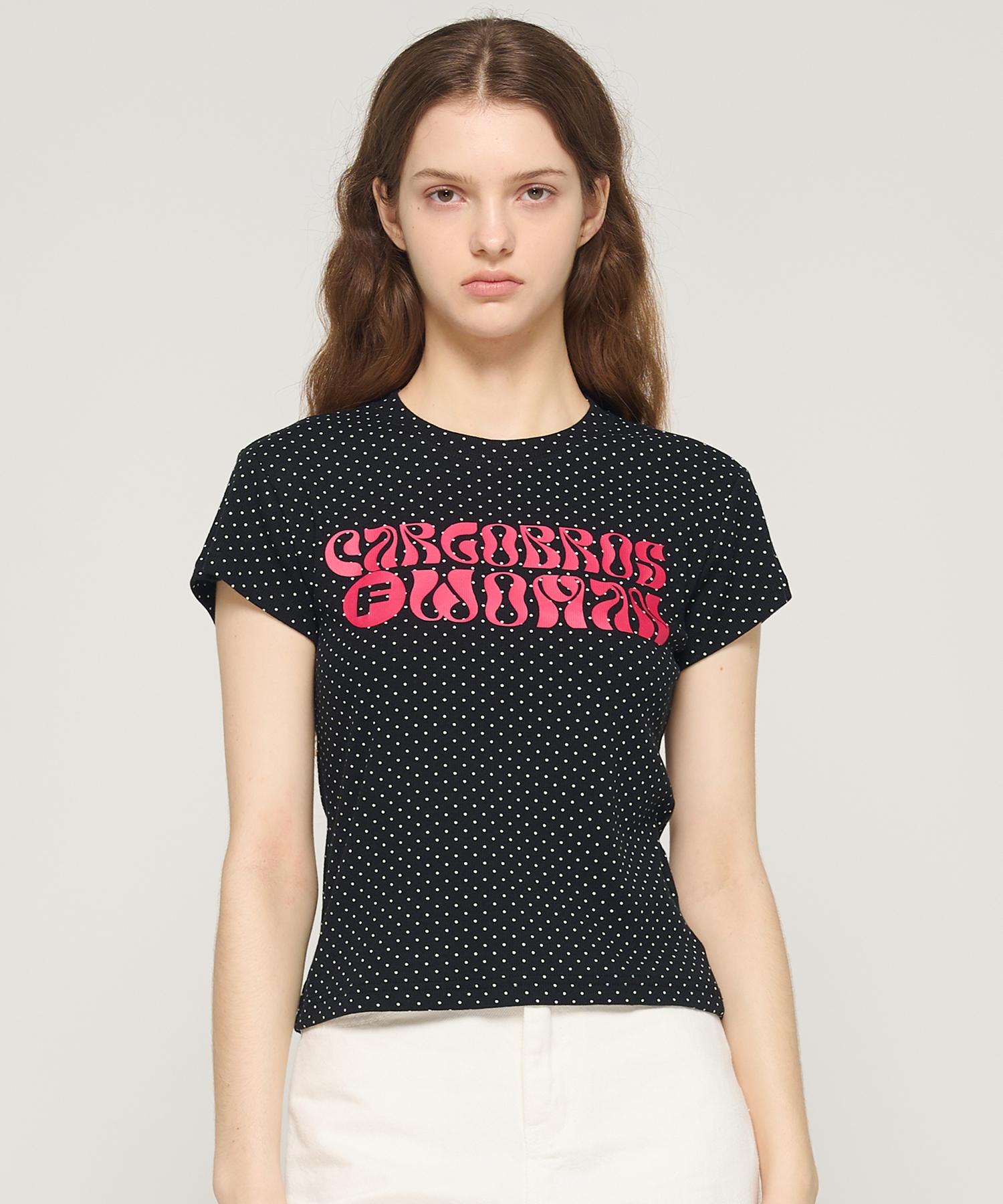 Cargo Bros For Woman Dot Pattern Short Sleeve T-Shirt (Black) S