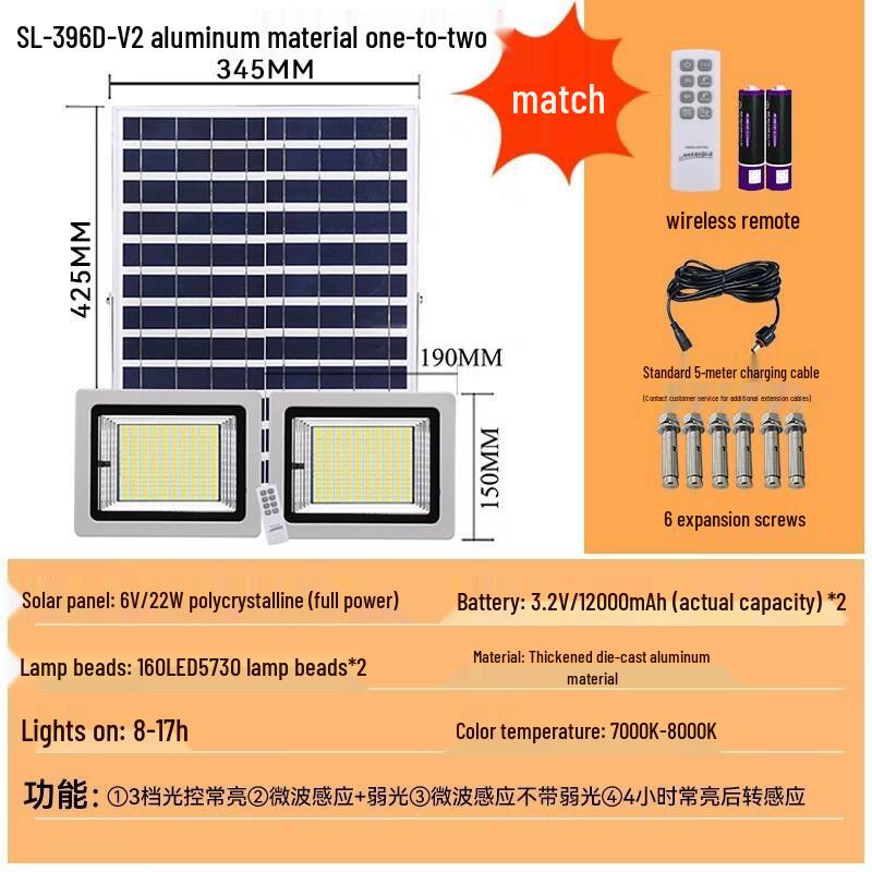 

NuFeng Dual Head Solar Floodlight with Remote