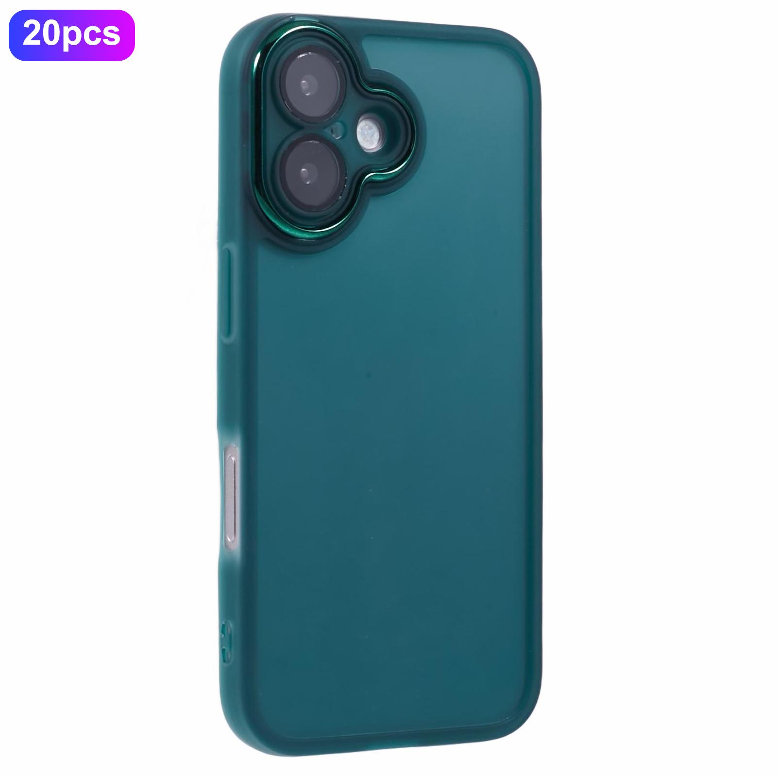 

Bulk Purchasing 20Pcs For iPhone 16 Plus Case Electroplated Camera Frame TPU Phone Cover Precise Cutouts Transparent Green