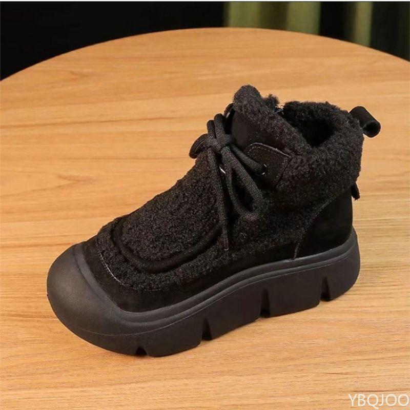 Fashion Warm Thick Cotton Boots for Women in Winter Versatile Fashionable Simple Comfortable High Top Anti Slip Cotton Shoes for Women