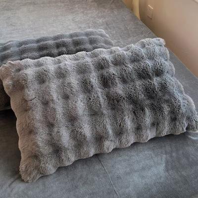 2 Stück Heimtextilien Flauschiger Plüschfell Kissenbezug Verdickter Rechteckiger Schlafkissenbezug Warm Schmutzabweisend Kissenbezug Winter