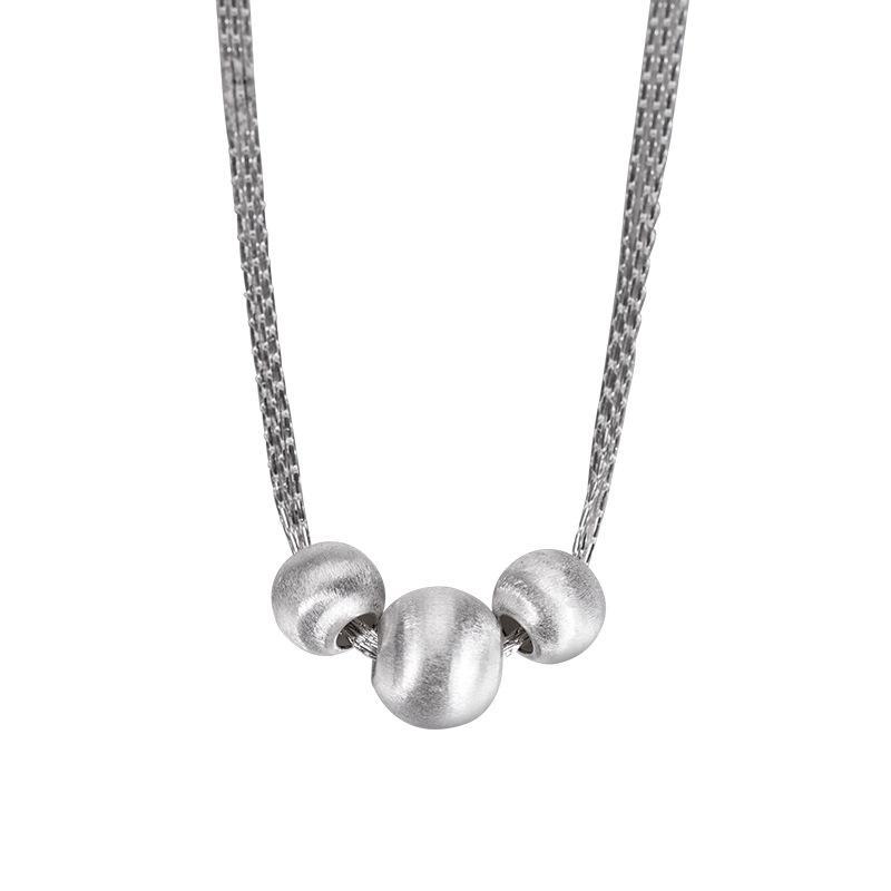 Banyan Tree S925 Silver Women's Multi-layer Snake Chain Necklace with Brushed Ball Heavy Industry Design
