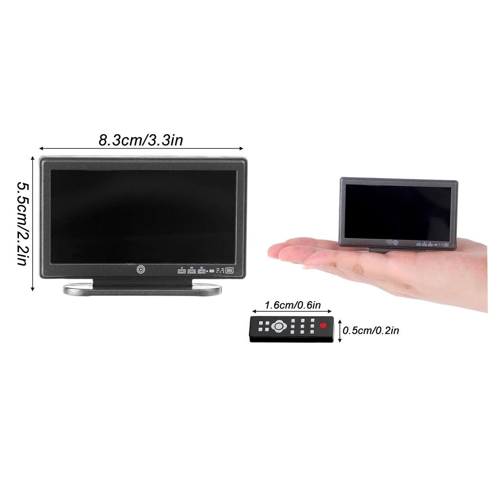 Simulation Doll House TV Flat-Panel Dollhouse Remote Control Miniature Television  Kids Gift