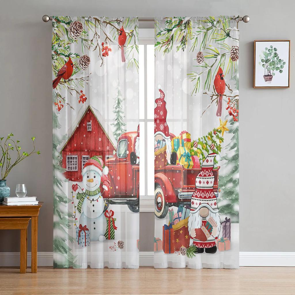 Świąteczne płatki śniegu Szara przędza Zasłona okienna Tiulowe zasłony do salonu Kuchnia Przezroczyste osłony okienne Zasłony woalowe