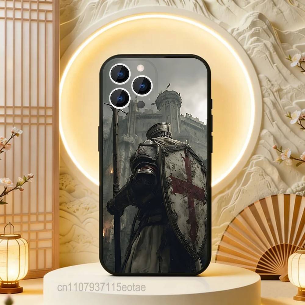 Crusaders Templar Knight art Black Soft Case For iPhone 17 13 14 15 11 16 12 Pro Max Pro Max Plus E Air Mini Phone Cover Shell