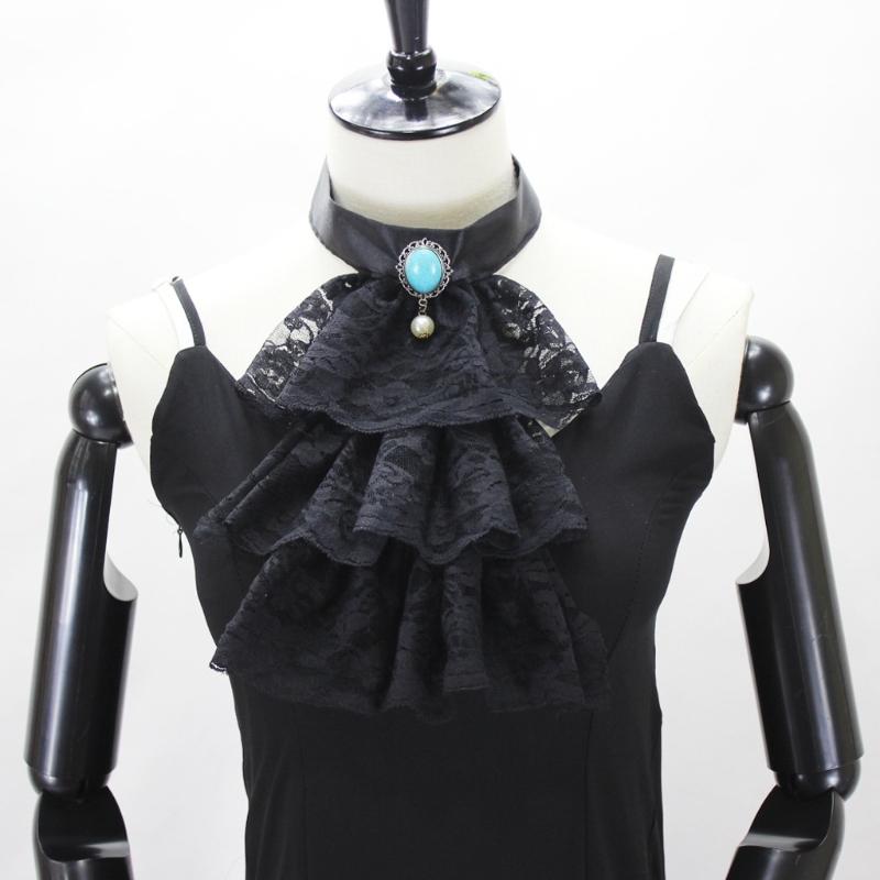 Elegant Ruffled Lace Jabot Collar for Women Gothic Victorian Fashion Accessory