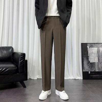Pánské luxusní korejské rovné široké kalhoty k obleku: Všestranné, Lehké, Business Casual kalhoty
