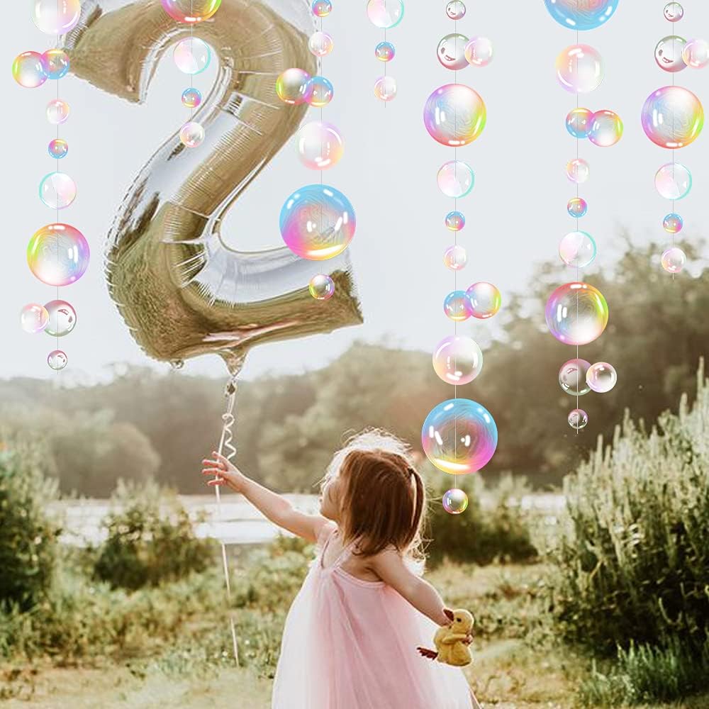 Transparent Bubble Garlands Mermaid Party Decoration Colored Flat Cutouts Hanging Streamer for Birthday Baptism Wedding Ocean Wall Decal Baby Shower