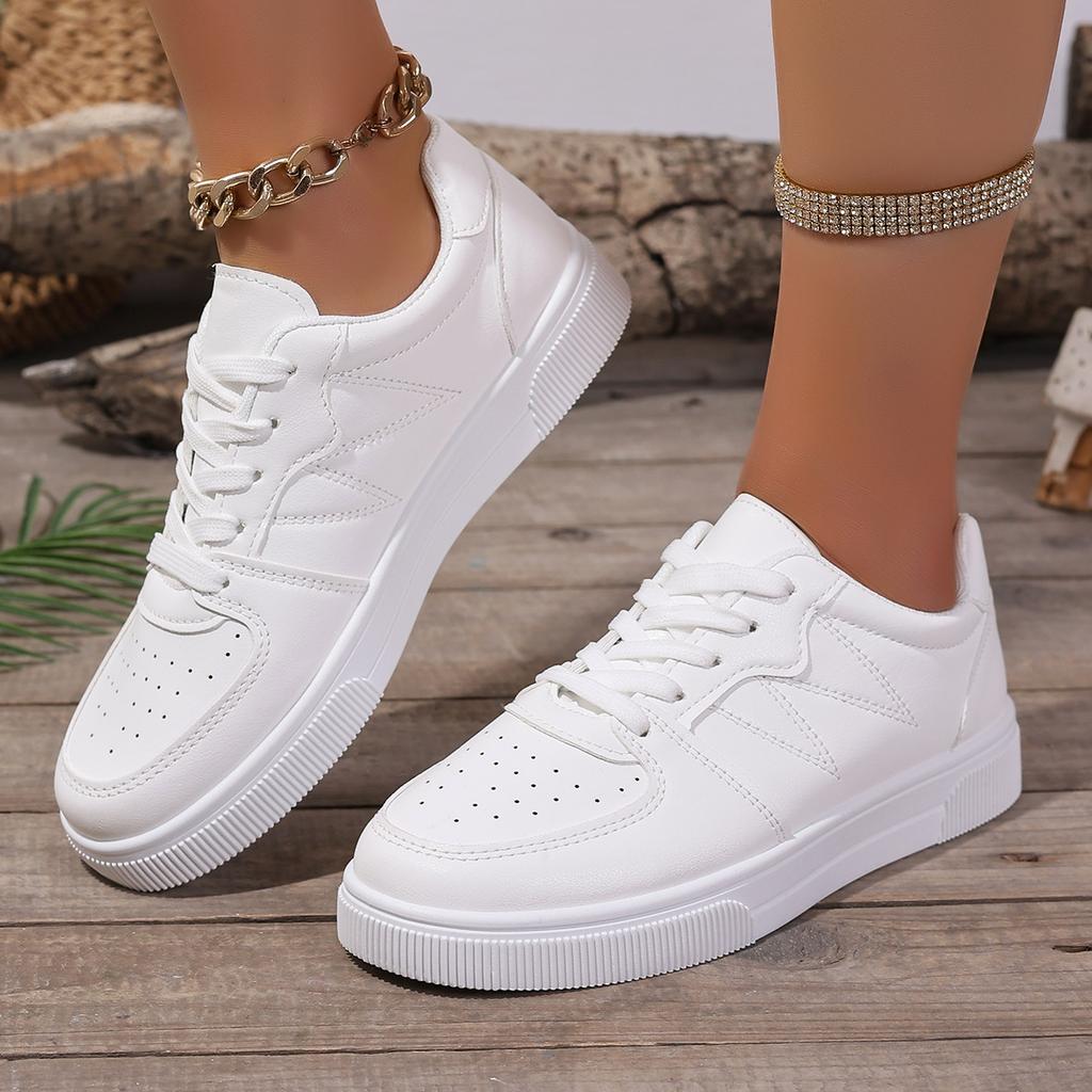 Women's Vulcanize Shoes Flat Classic Sports Lace Up Skateboard Board Shoe Walking White Running Sneakers  De Mujer