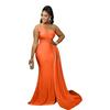 New Fashion Solid Color Sexy Tight One-shoulder Sleeve Long Dress for Party - Women's Private Wear Aristocratic Style Evening Gown