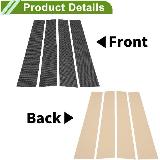Door Pillar Window Trim for Dodge for Ram 2019-2023 Carbon Fiber Pattern Black Front Left Right Anti Scratch Sticker Pillar Posts Cover 4 Pcs