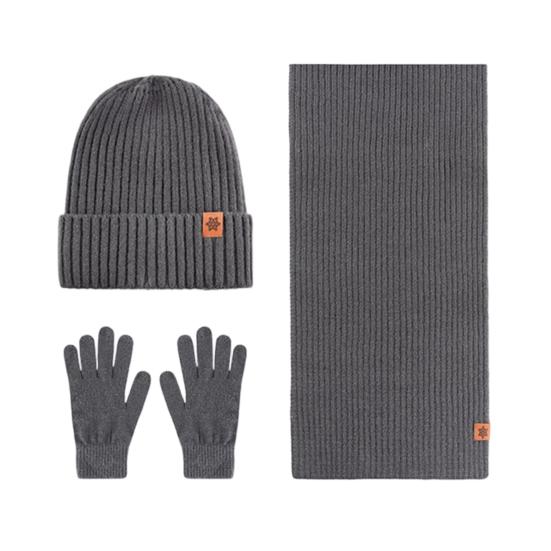 Yousheng 3Pcs/Set Men Hat Scarf Gloves Set Plush Ball Hat Cold Protection Scarf Touchscreen Gloves Set Ski Cycling Gear