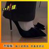 Beautiful Temperament Bow Pointed High Heels Fashionable Shallow Mouth Commuting Not Tired Feet Thin Heels Single Shoes 2025 Autumn New