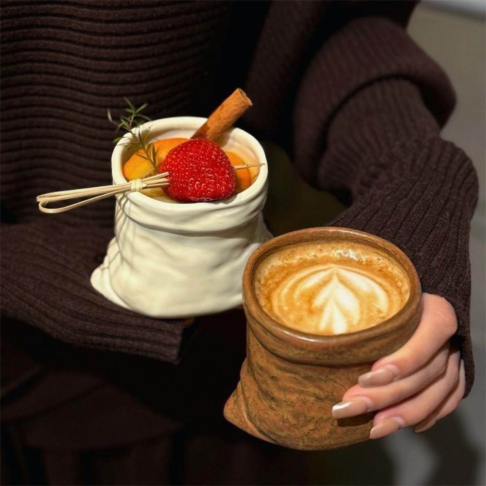 Non-slip Bag Ceramic Cups Large-caliber Irregular Mugs Tea Cup Coffee Cups  Household