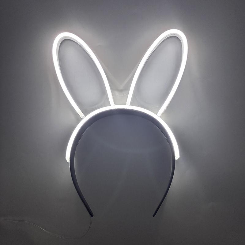 New Acrylic Neon Light Rabbit Ear Headband LED Glowing Bunny Hairband For Girl Bar Birthday Party Supplies Head Accessories
