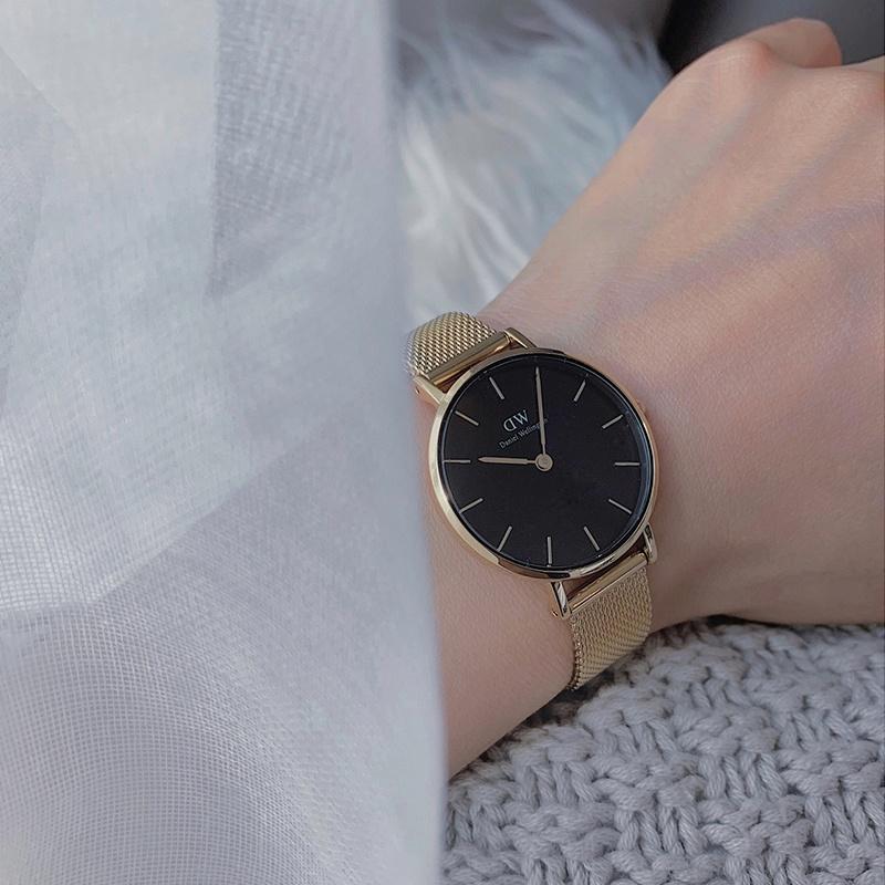DANIEL WELLINGTON Girls Watch Quartz Movement 28mm Black Dial Women's Watch Simple Temperament Fashionable European and American Watch DW00100349