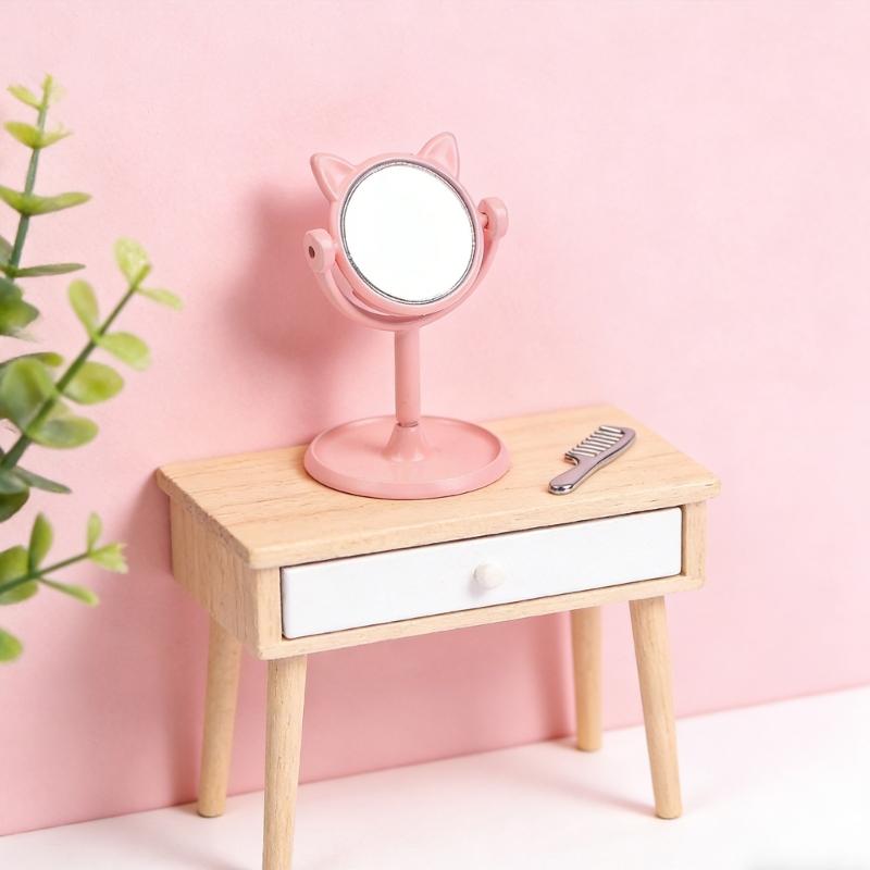 1:12 Scale Doll House Miniature Vanity Mirror With Comb Set For Realistic Scene Setting Decoration Doll Accessories