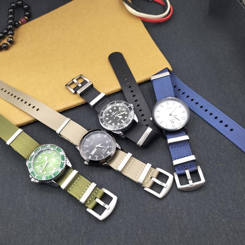 High-End NATO One-Piece Nylon Watch Strap - Canvas Woven, Sizes 18/20/22/24.