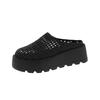 New Mesh Bag Head Half Slippers Women's 2025 Summer Muffin Bottom Cool Slippers Medium Heel Thick Sole One Pedal Cool Slippers