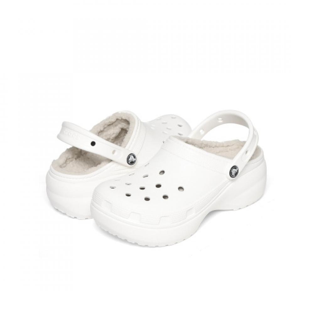 Crocs Classic Platform Lined Fuzzy Slippers 207938 100