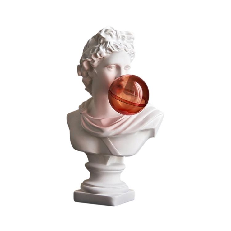 Unique Resins Blowing Bubble Greek Figurine Classical Greek Bust Sculpture for Adding Fun to Desk and Living Space