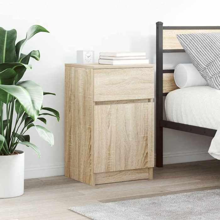 VidaXL Bedside Tables 2 Pcs Sonoma Oak 39x35x65 Cm Engineered Wood, Bedside Furniture, Side Table, Bed Cabinet, 861324