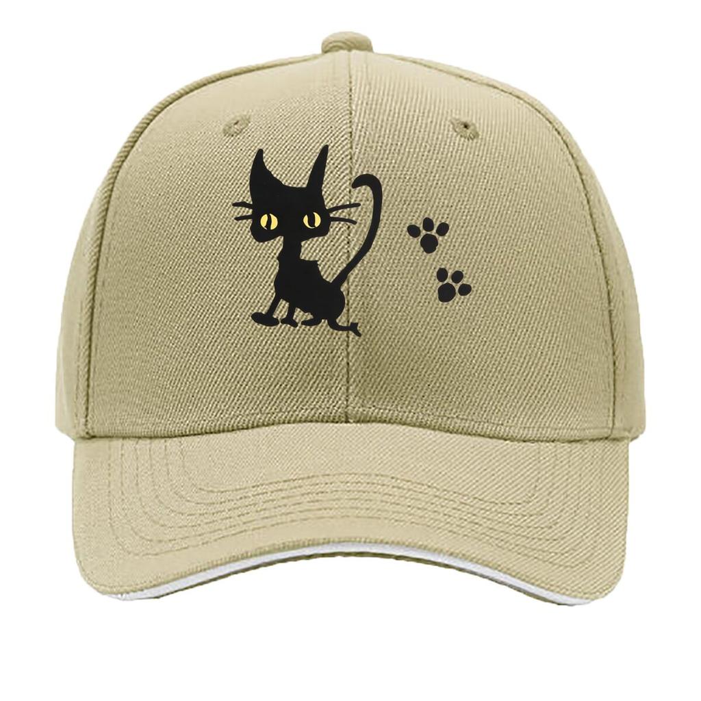 Multicolor Options Available for The Featuring a Black Cat Comfortable And Breathable This Solid C Sandwich Baseball Cap