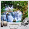 Natural Forest Landscape Tapestry Forest Waterfall Art Wall Hanging Bedroom Window Decoration Tapestries Room Decor Blanket