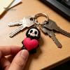 Backpack Accessory Holding Heart Grim Reaper Keychain Charm, 3D Printed Gothic Skull Decor with Ornament Ball Chain, Backpacks Bags Purse Hanging