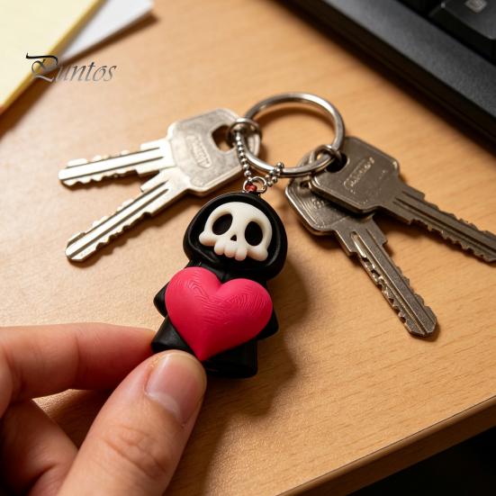 Backpack Accessory Holding Heart Grim Reaper Keychain Charm, 3D Printed Gothic Skull Decor with Ornament Ball Chain, Backpacks Bags Purse Hanging