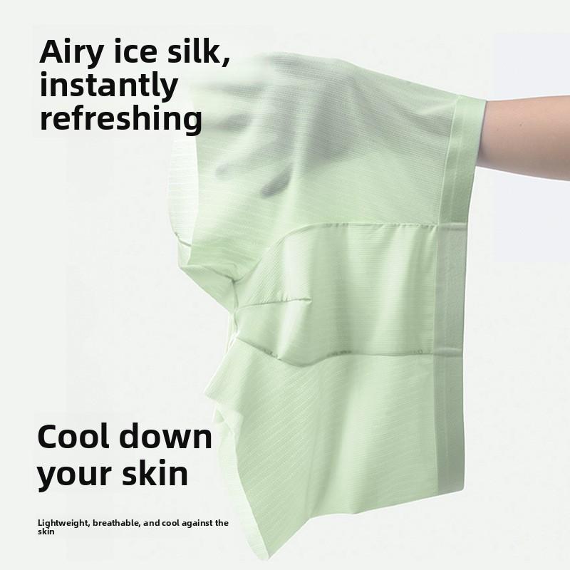 Men's Spring and Summer Ice Silk Without Trace Cool Feeling Breathable Mesh 7A Antibacterial Underwear