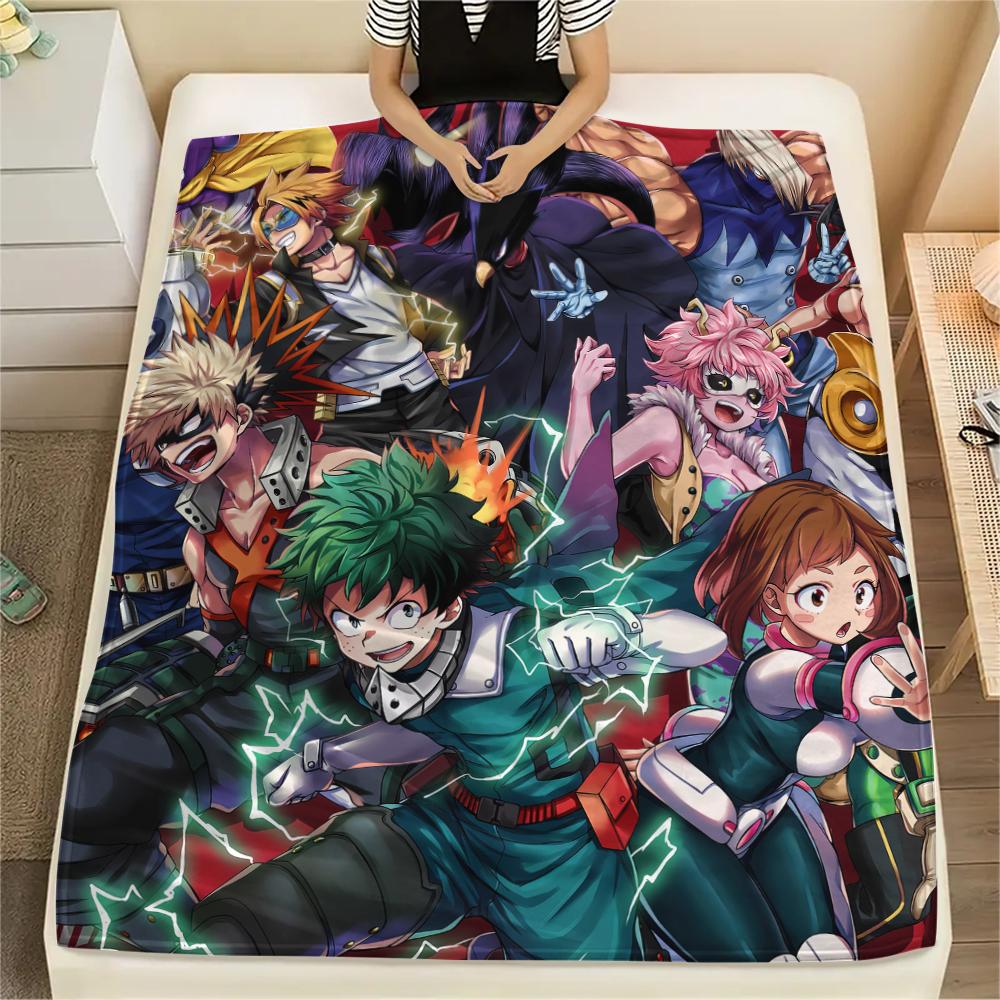 My Hero Academia Poster Pattern Flannel Blanket, High Quality Comfortable for All Seasons, Home Decor, Warmth and Comfort, Perfect for Gifts.