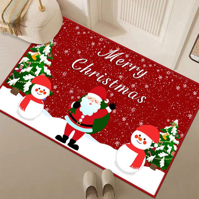 Non-Slip Christmas Cartoon Floor Mat for Entryway, Living Room, and Bathroom