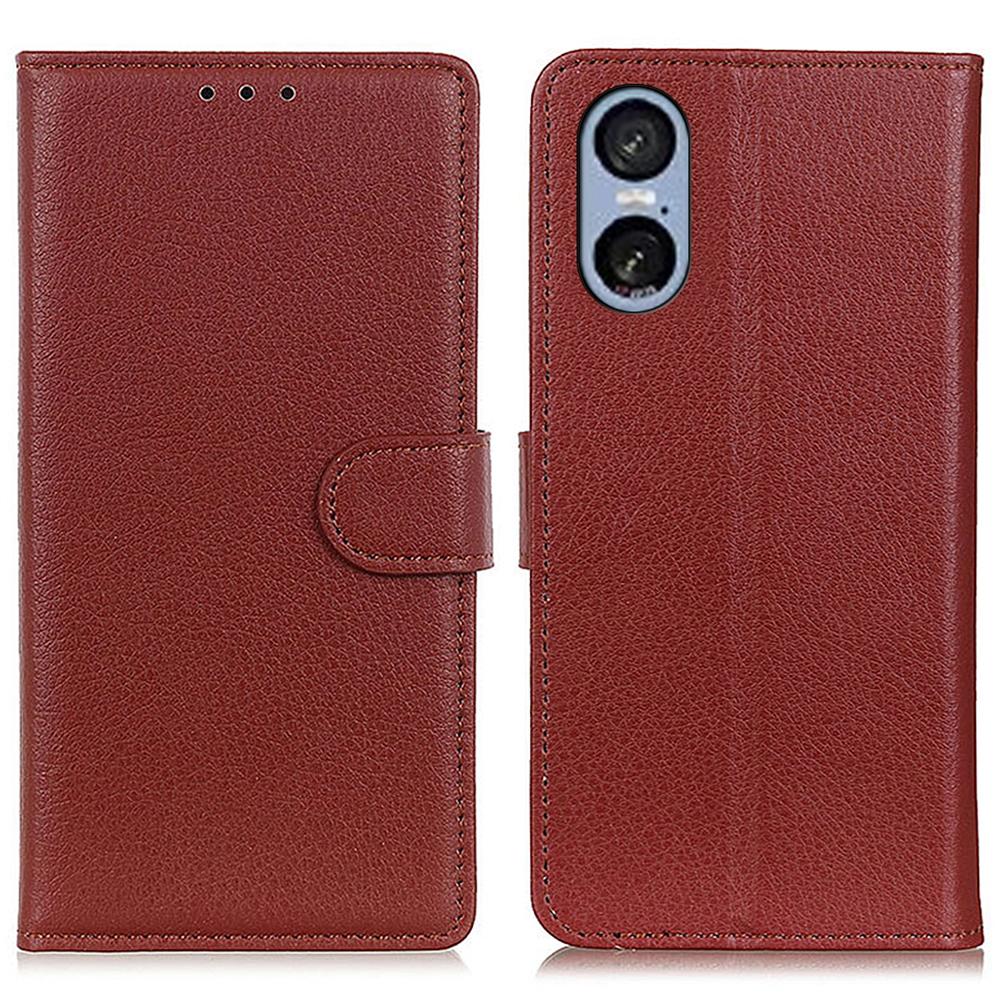 For Sony Xperia 5 VI Case PU Leather Wallet Phone Cover Litchi Texture