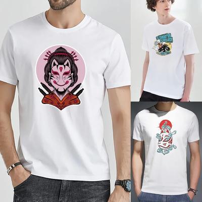 T Shirt Clothes Summer Men Loose Hot Sale Casual O Neck Fashion Streetwear Harajuku Short Sleeve Mask Printed Tops Commuter Tee
