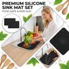Kitchen Sink Mat Set of 2 Food Grade Rubber Sink Protector Mat Non Slip and Easy To Clean Draining Pad for Kitchen Use