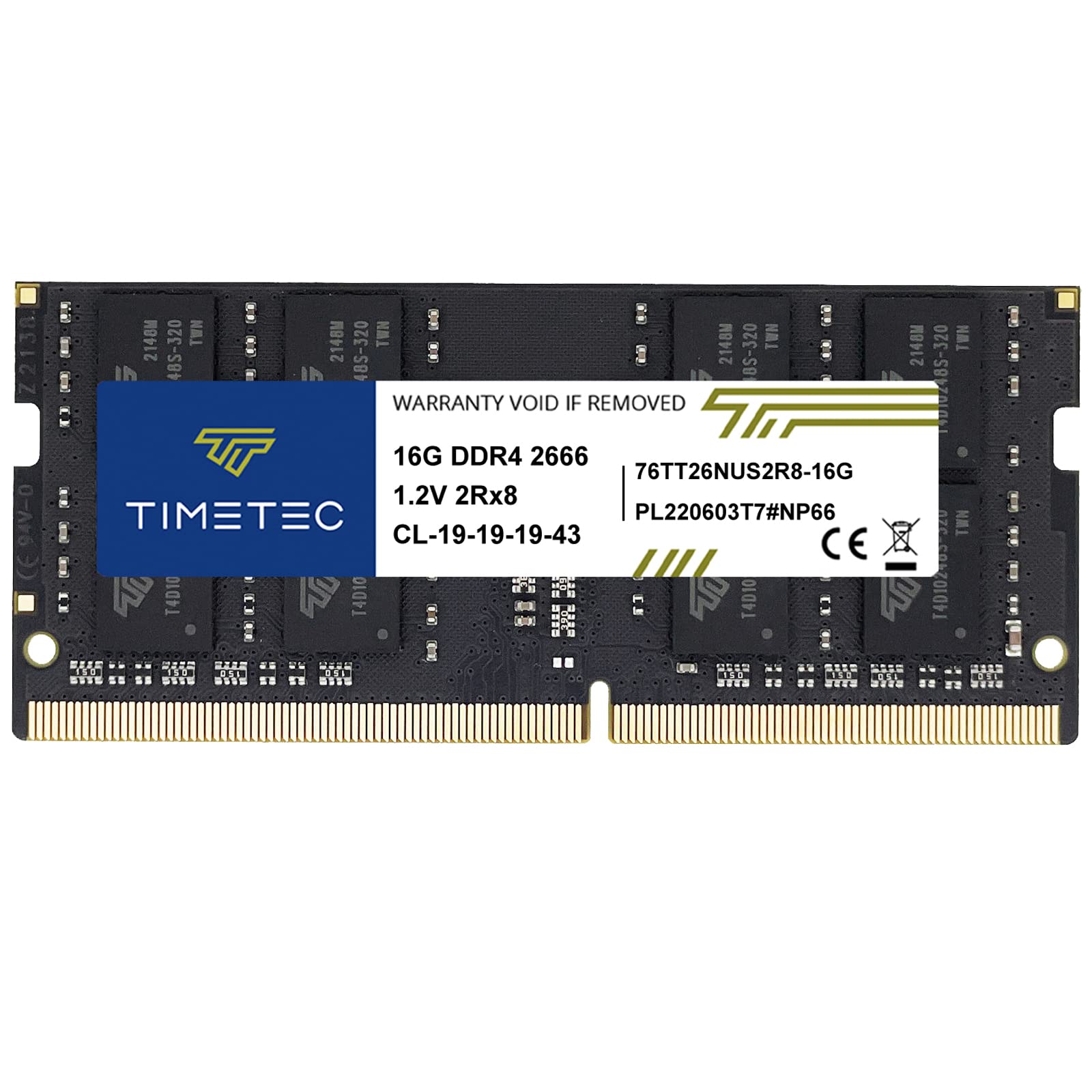 

Timetec Notebook PC Memory DDR4 2666MHz 260 Pin SODIMM PC4-21300 (16GB)