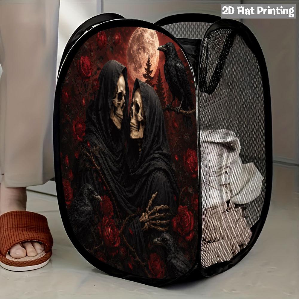 1Pcs Halloween Series 3 Pop-Up Laundry Hamper Expandable Mesh Hamper Basket for Room Bedroom Bathroom Organization Contemporary Storage