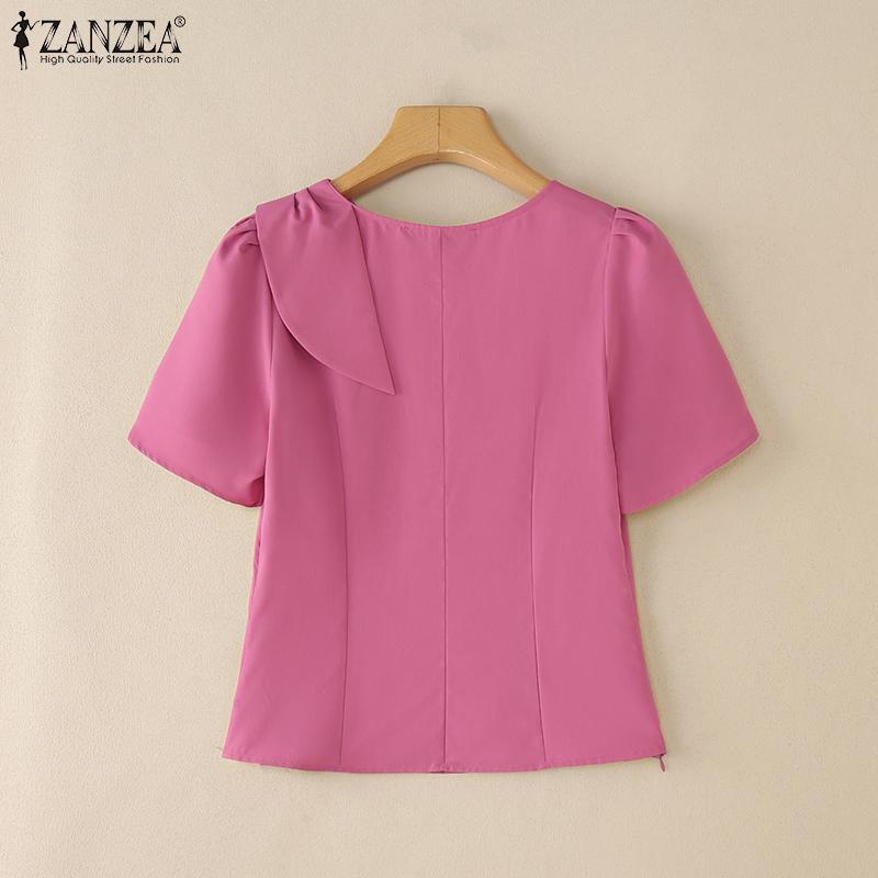 ZANZEA Bluză Casual de Vară cu Guler Pătrat și Mâneci Scurte pentru Femei