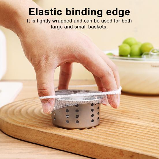 100Pcs Disposable Sink Filter Mesh Sewer Garbage Filter Bathroom Drain Hair Anti-blocking Net Universal Elastic Food Residue Catcher Bags