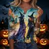 Damen Casual Halloween Print 3/4 Ärmel T-Shirt Top