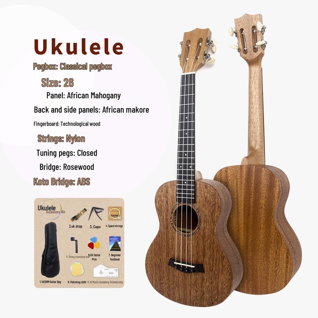 23" Solid Wood Ukulele for Children - Entry-Level Musical Instrument