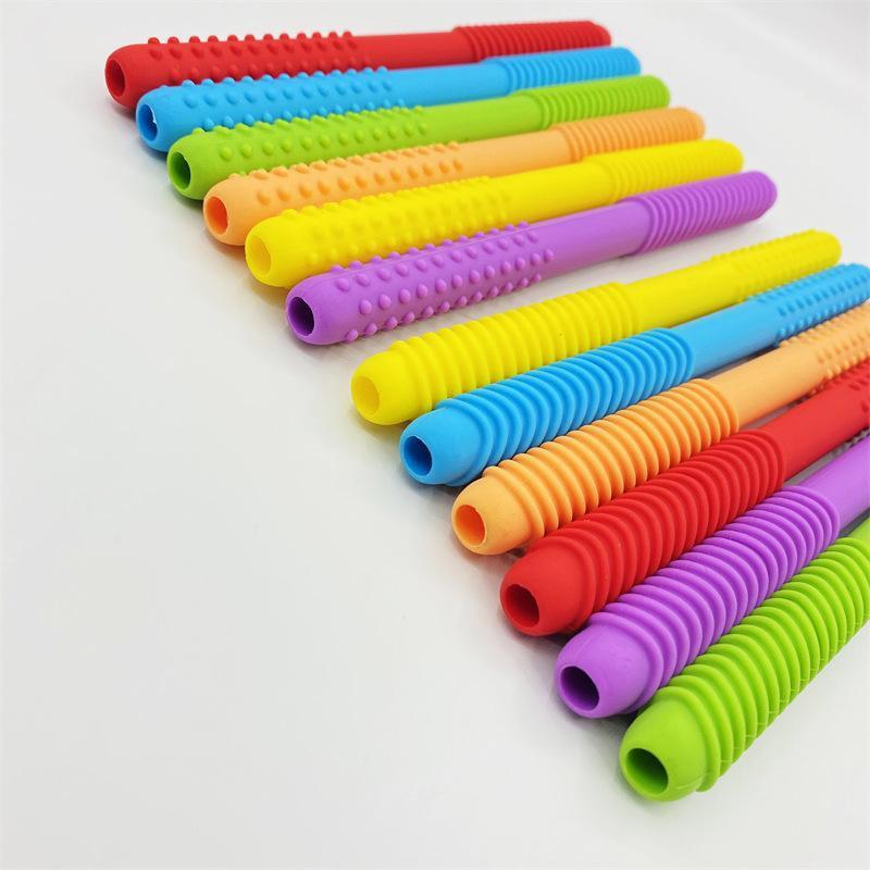 Reusable Baby Chewing Tube Non-Toxic Silicone Teeth Massager Hollow Molar Teether for Kids Speech Therapy Daily Use