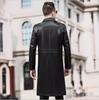 Lambskin Stylish Party Wear Fit Leather Black Genuine Men's Trench Coat Handmade